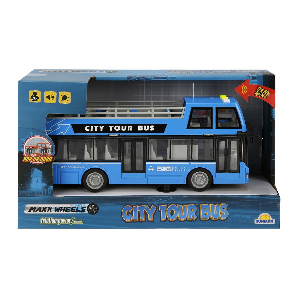 Maxx Wheels Autobuz cu lumini si sunete City Tour 1:16 Albastru