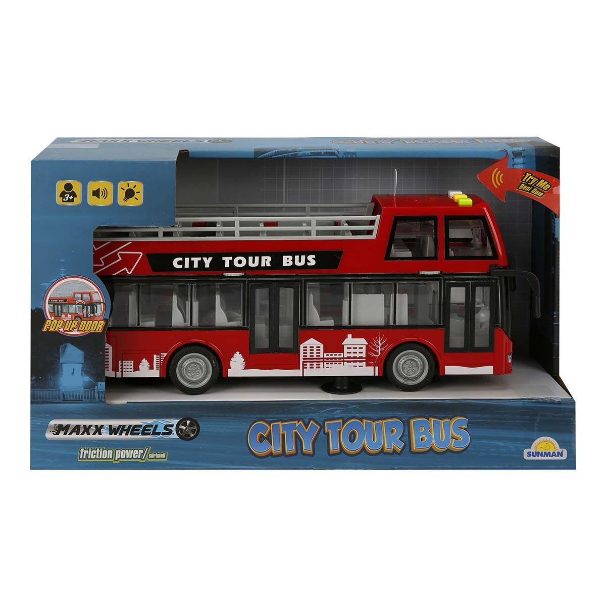 Maxx Wheels Autobuz cu lumini si sunete City Tour 1:16 Rosu