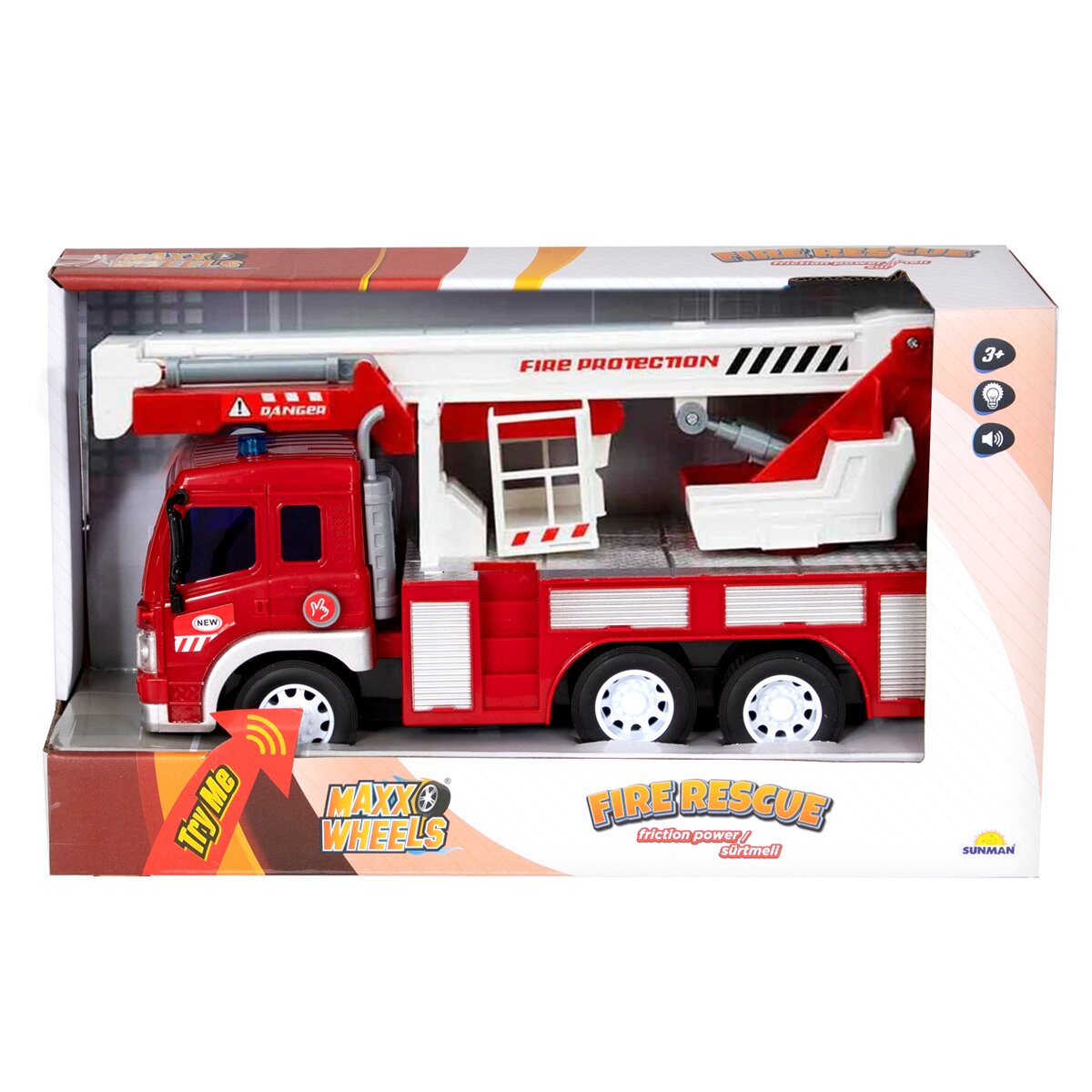 Maxx Wheels Camion de pompieri cu macara lumini si sunete 1:16