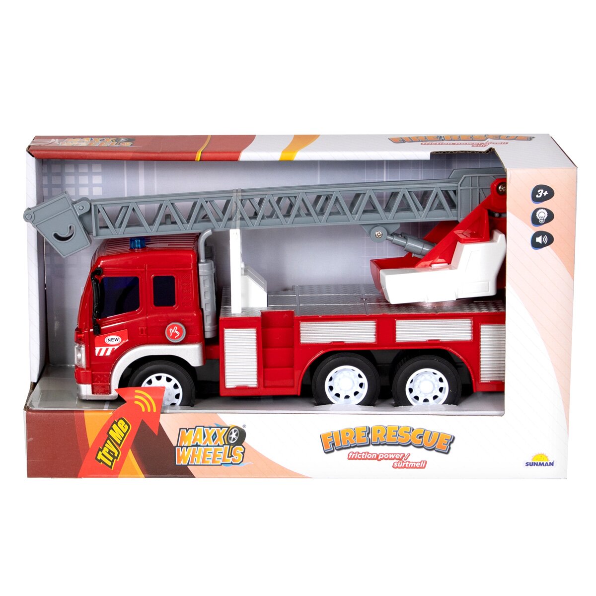 Maxx Wheels Camion de pompieri cu scara lumini si sunete 1:16