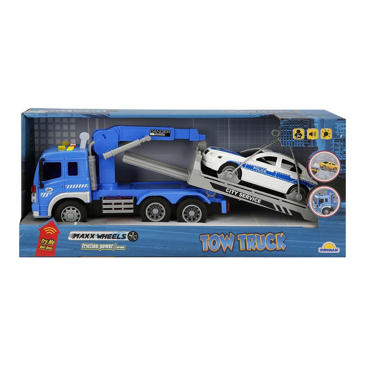 Maxx Wheels Camion de tractat cu lumini si sunete Taxi 1:16 Albastru