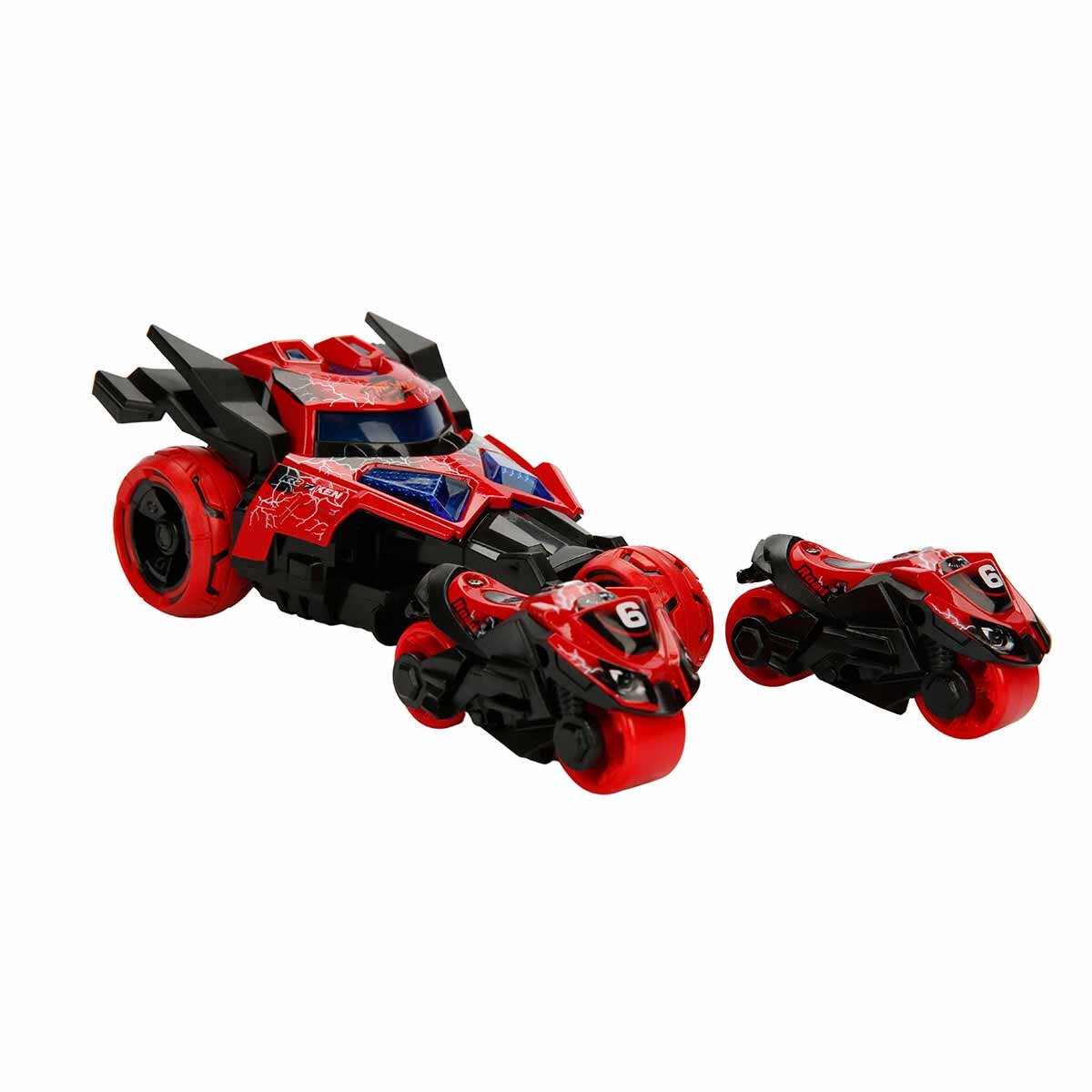 Maxx Wheels Masina cu lansator de motociclete Catapult Car 3in1 Rosu