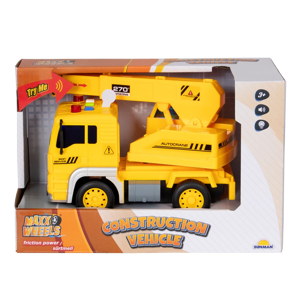 Maxx Wheels Masina de constructie cu lumini si sunete Macara 20 cm