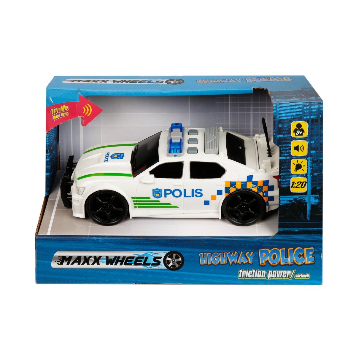 Maxx Wheels Masina de politie cu lumini si sunete 1:20 Alb