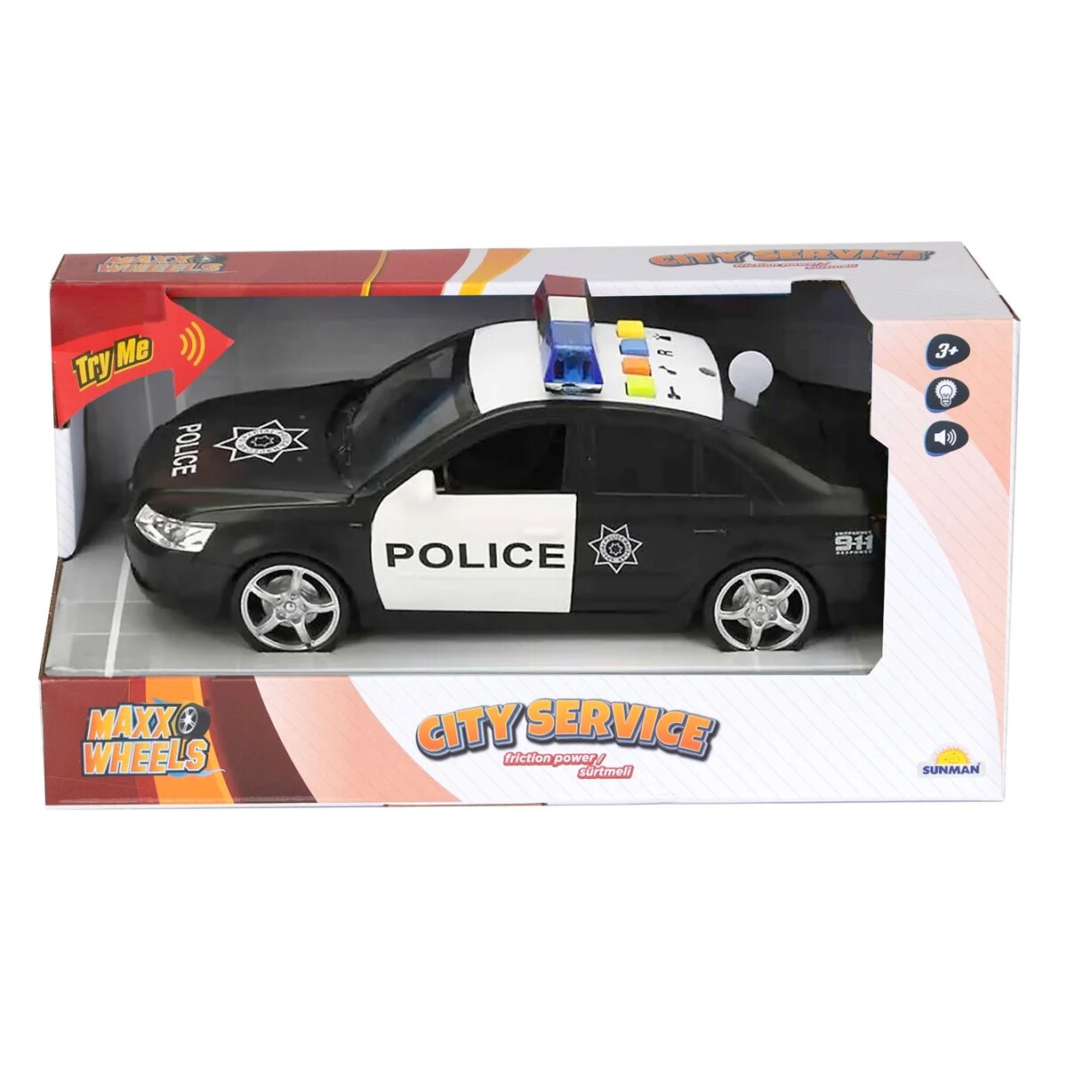 Maxx Wheels Masina de politie cu lumini si sunete 24 cm Negru