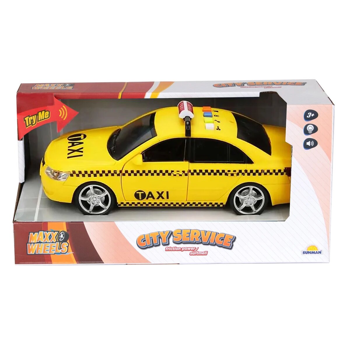 Maxx Wheels Masina de taxi cu lumini si sunete 24 cm Galben