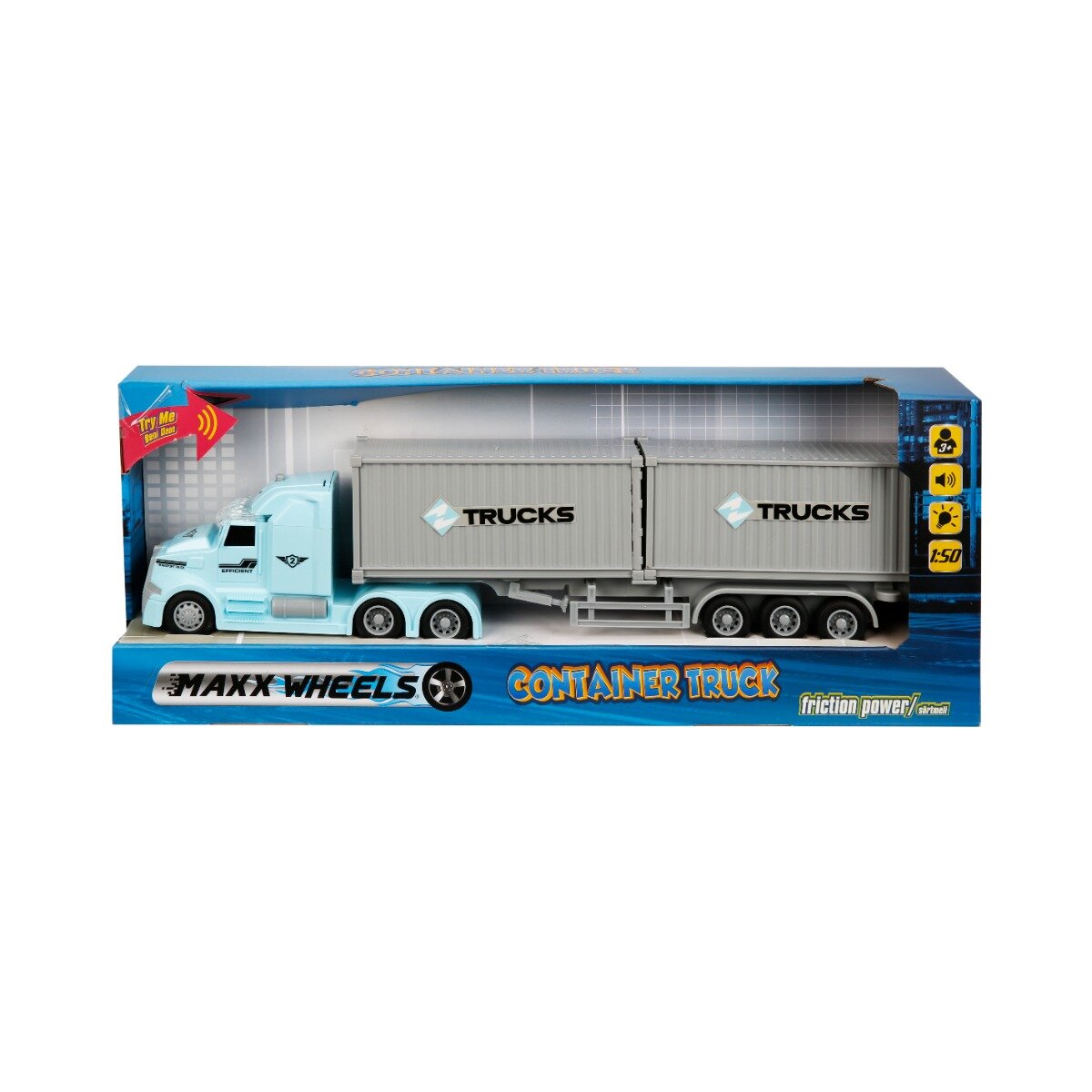 Maxx Wheels Masina de transportat containere cu lumini si sunete 1:50 Albastru