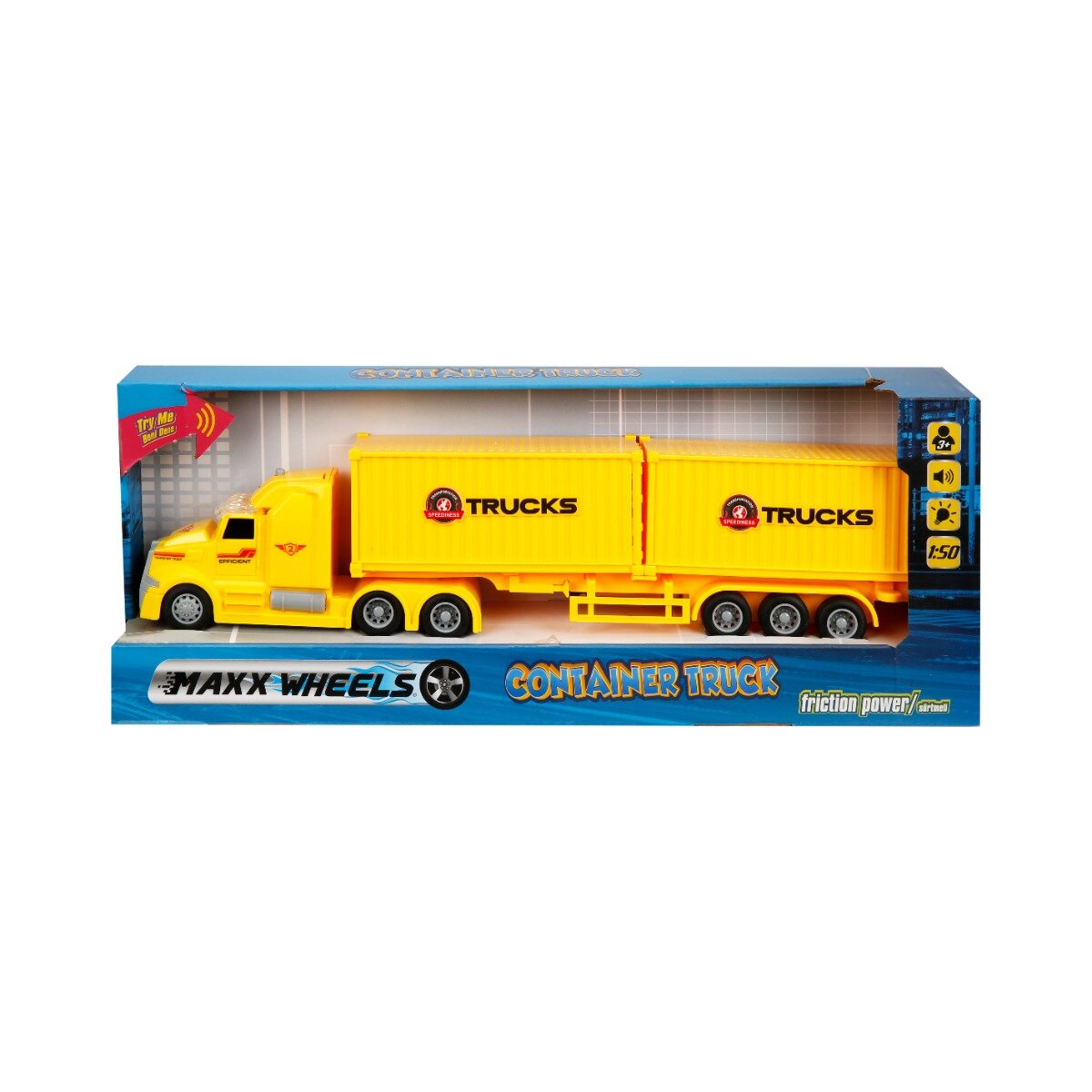 Maxx Wheels Masina de transportat containere cu lumini si sunete 1:50 Galben