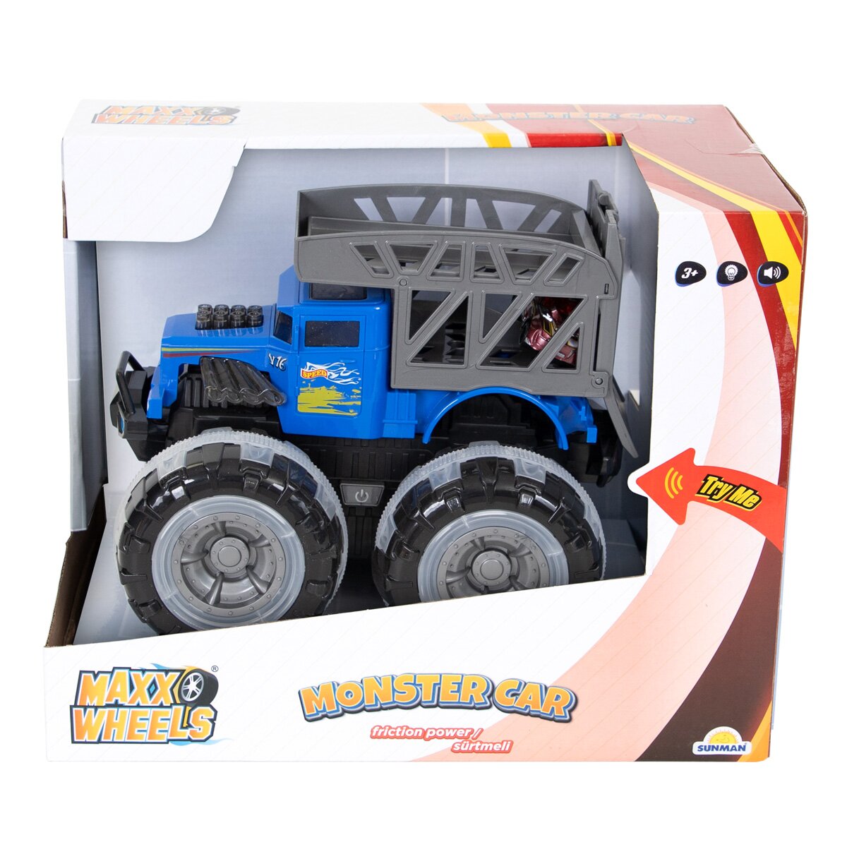 Maxx Wheels Masina Monster cu lumini si sunete 1:16