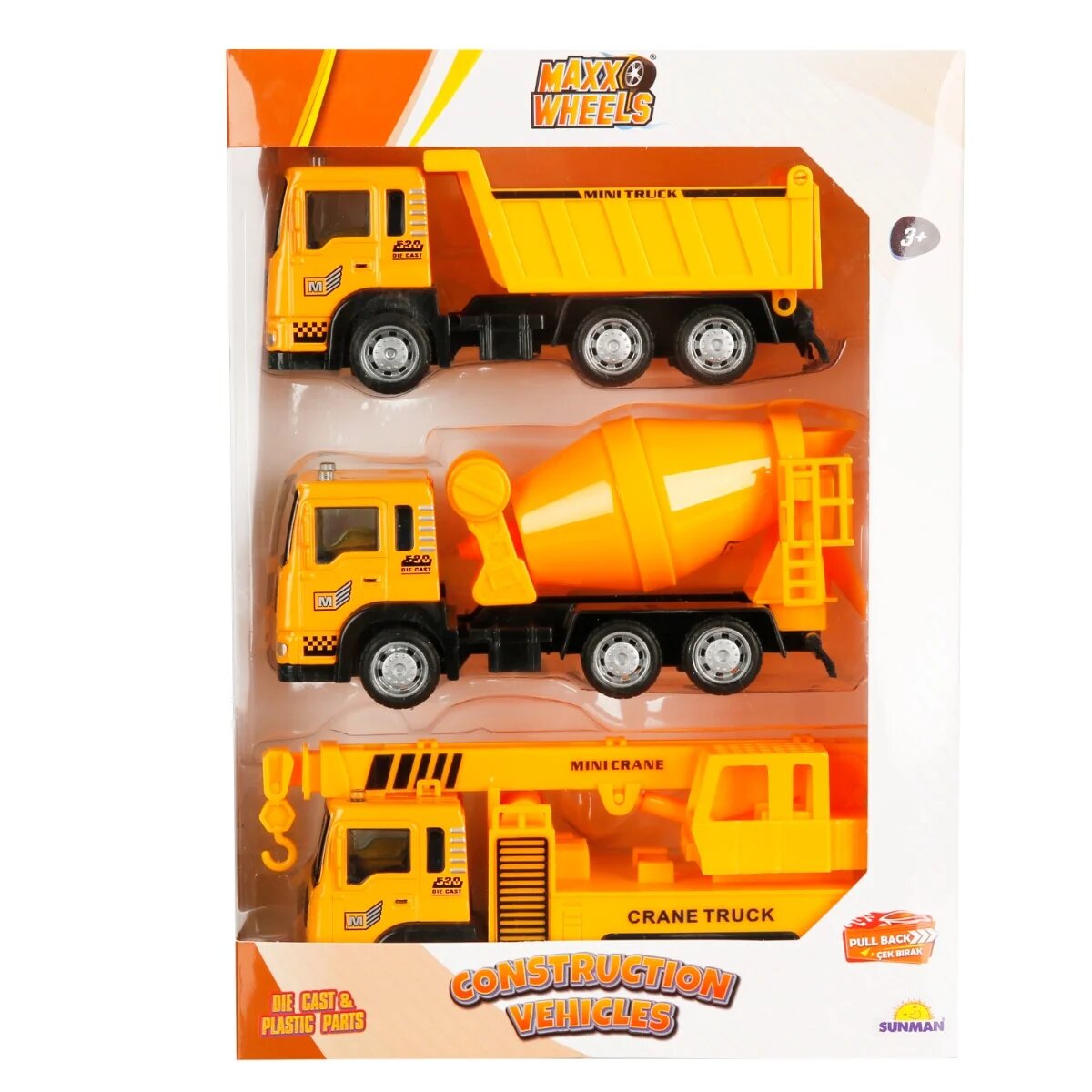 Maxx Wheels Set 3 vehicule de constructie Galben