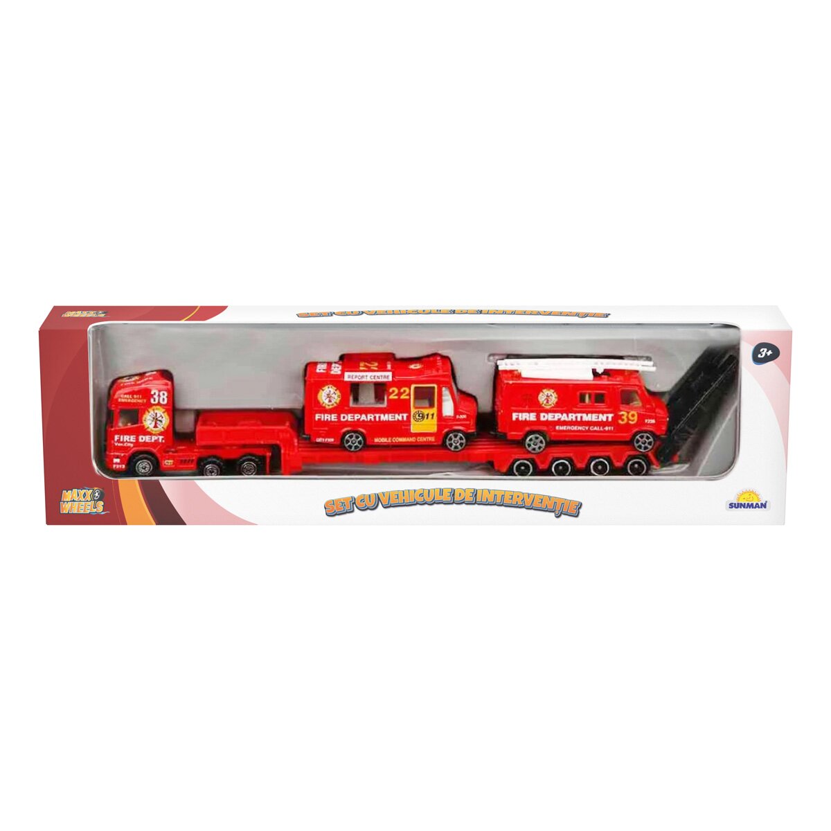 Maxx Wheels Set cu vehicule de interventie Vehicul si Macara Pompieri
