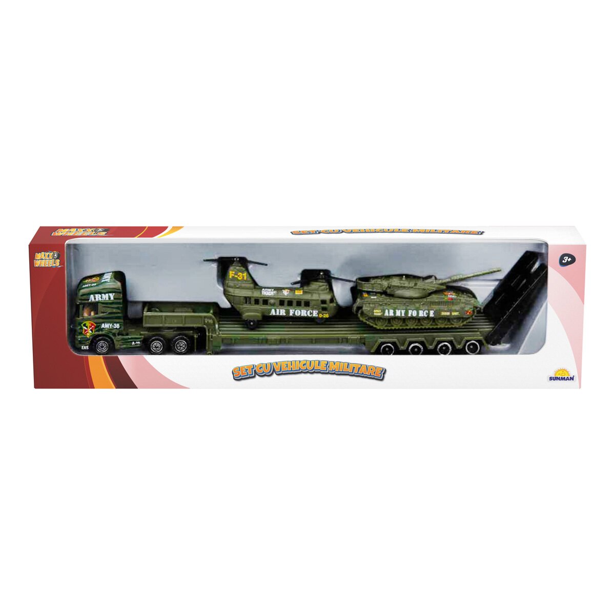 Maxx Wheels Set cu vehicule militare Elicopter si Tanc