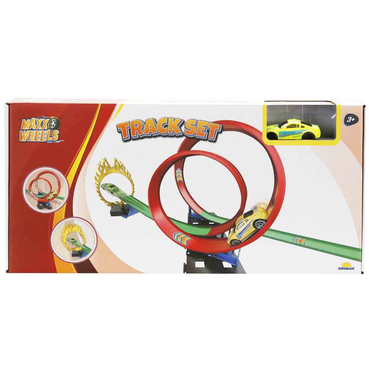 Maxx Wheels Set de joaca cu masinuta Track Racing Galben