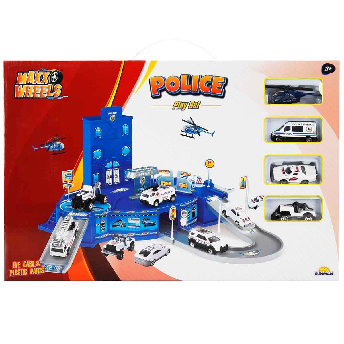 Maxx Wheels Set de joaca cu sediu de politie si 4 vehicule