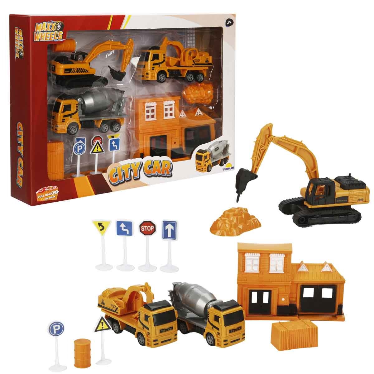 Maxx Wheels Set de joaca cu vehicule City Building Portocaliu
