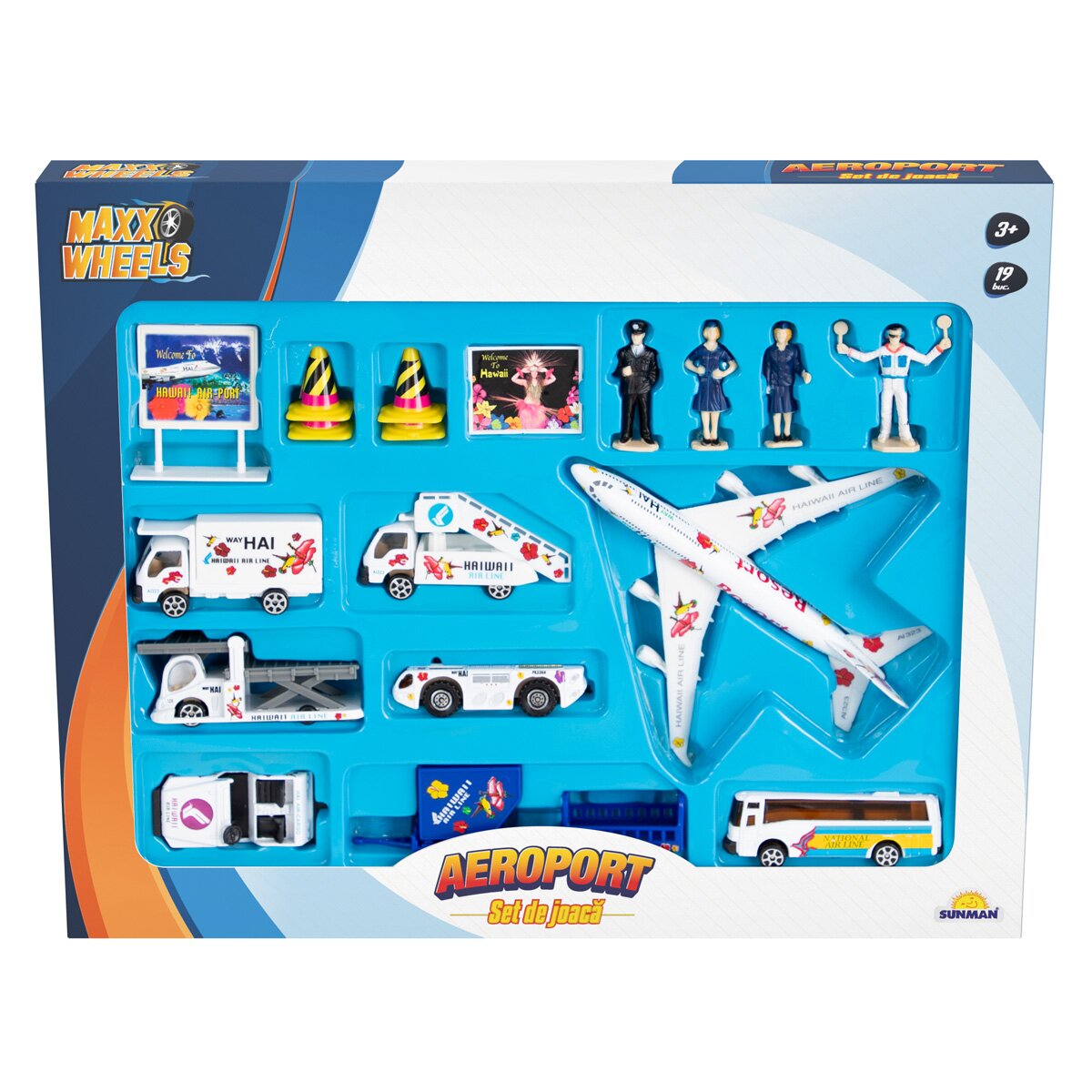 Maxx Wheels Set de joaca cu vehicule si accesorii Aeroport 19 piese