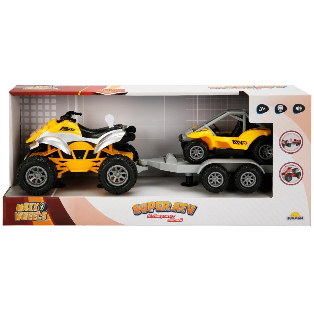 Maxx Wheels Set Super ATV cu remorca si barca Galben
