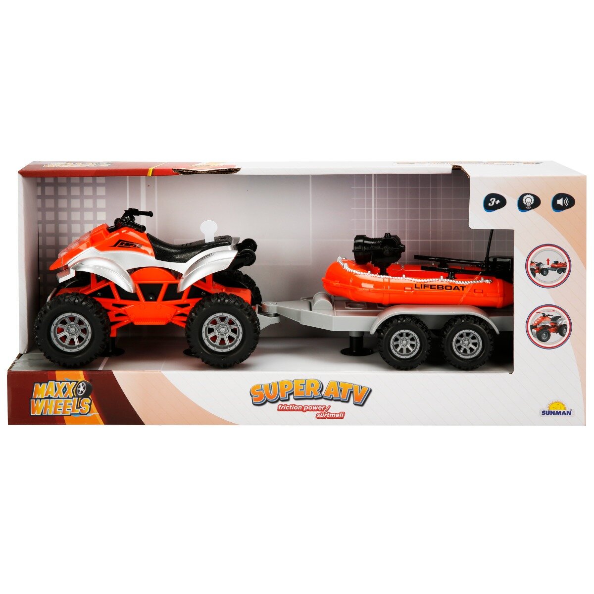 Maxx Wheels Set Super ATV cu remorca si barca Portocaliu