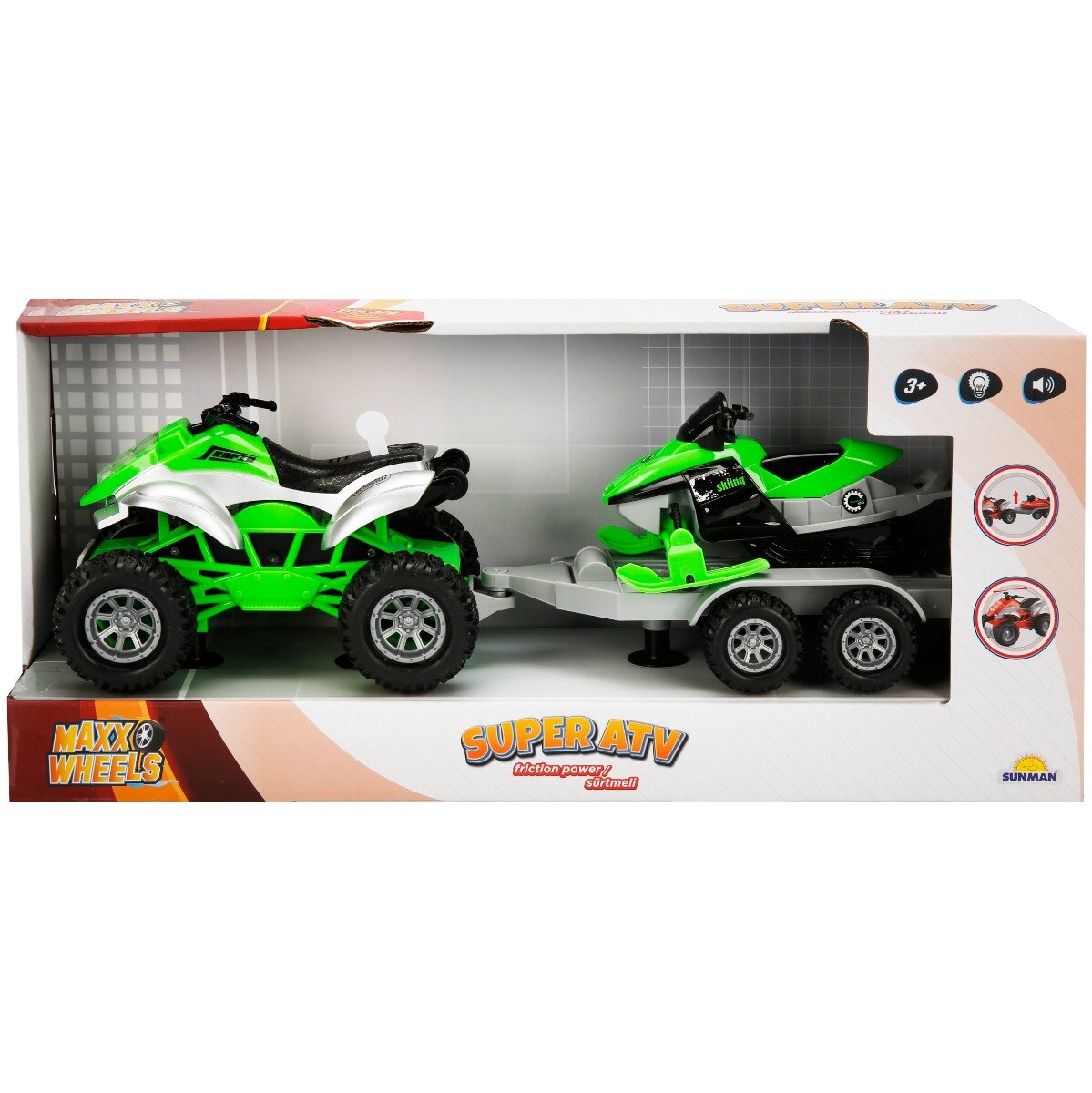 Maxx Wheels Set Super ATV cu remorca si barca Verde