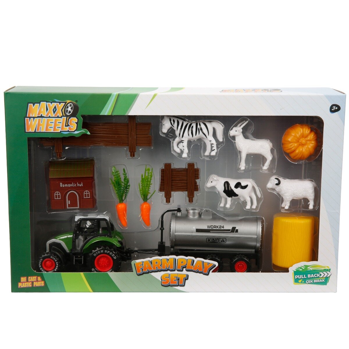 Maxx Wheels Set tractor cu accesorii agricole Cisterna