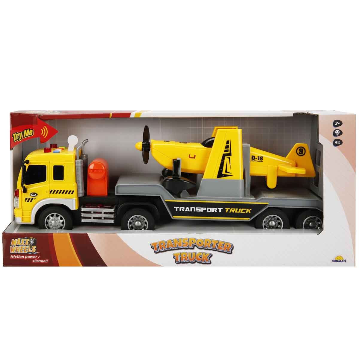 Maxx Wheels Set transportator cu elicopter Galben 1:16