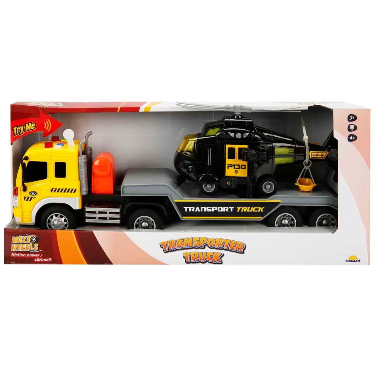 Maxx Wheels Set transportator cu elicopter Negru 1:16