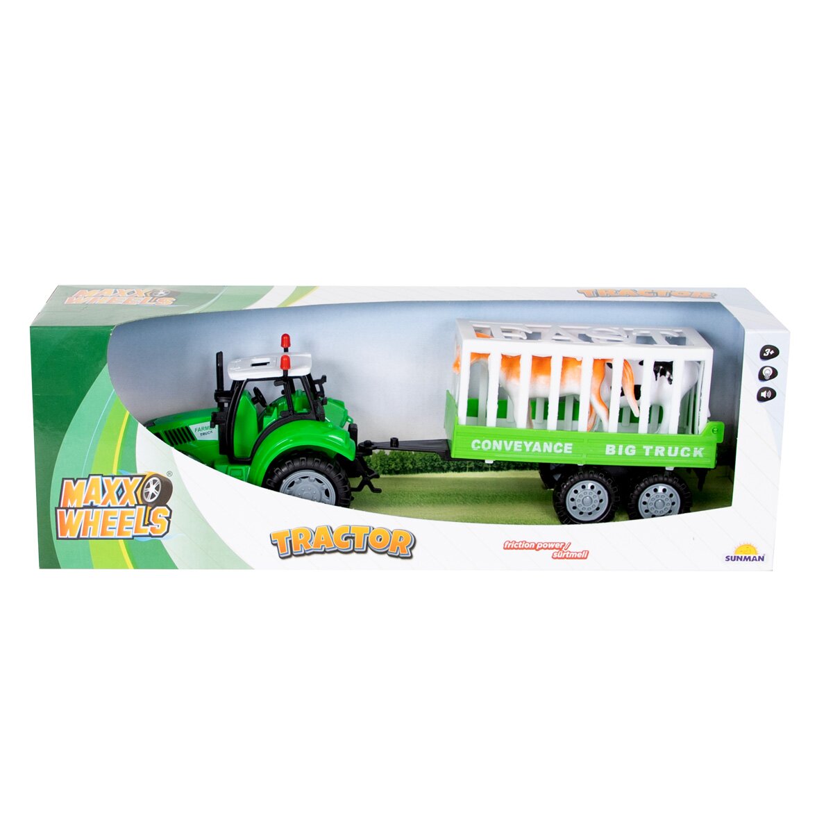 Maxx Wheels Tractor si remorca cu animale Farmer Toys