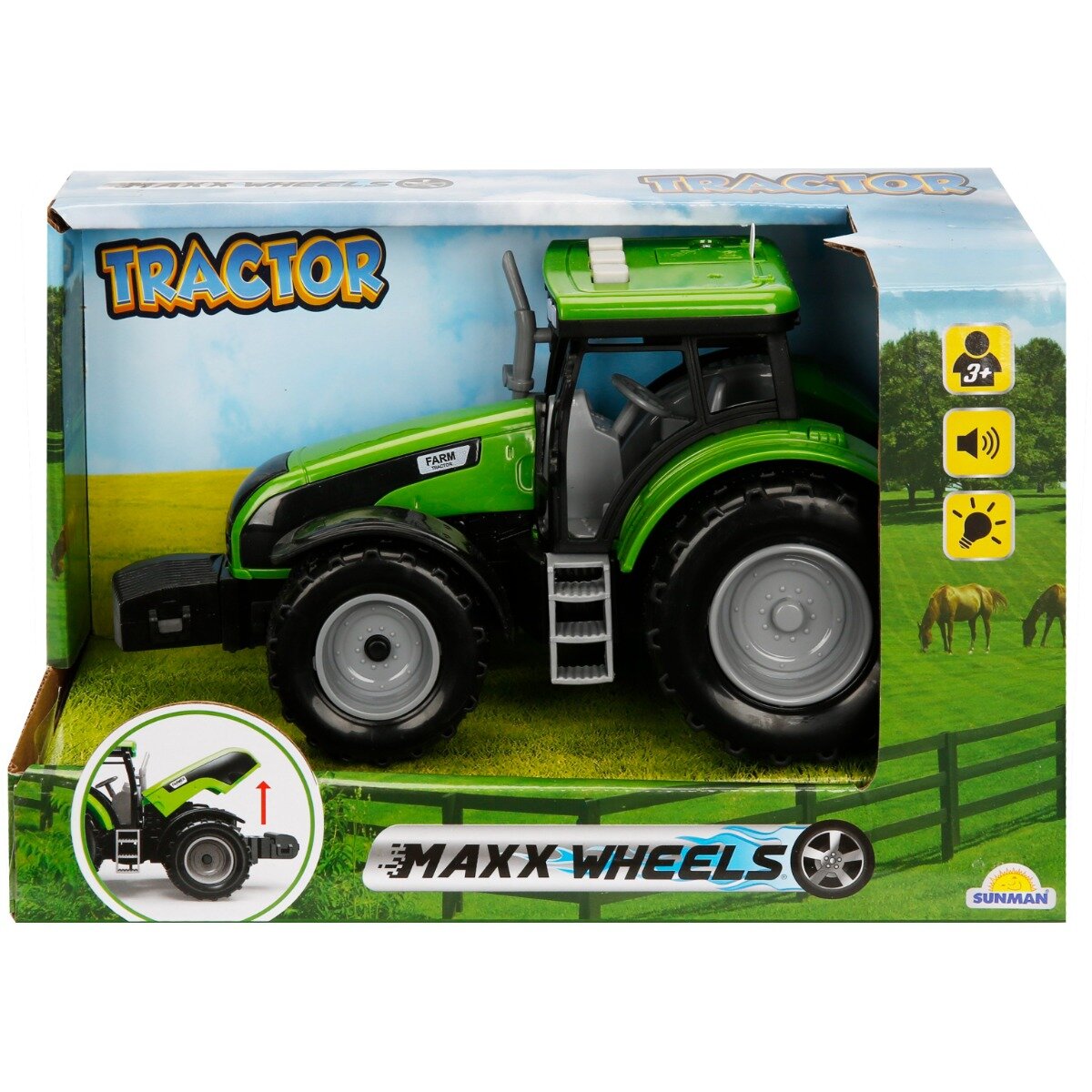 Maxx Wheels Tractor verde cu lumini si sunete 18 cm