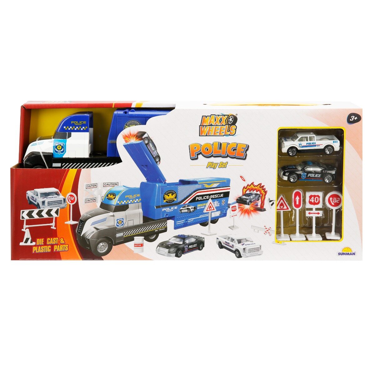 Maxx Wheels Transportator cu 2 masini politie 30 cm