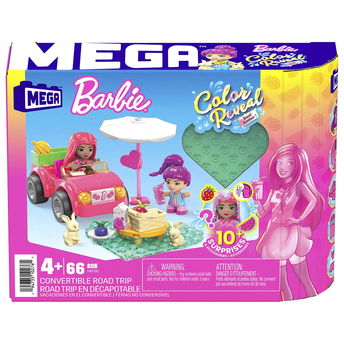 Mega Bloks Set de joaca cu mini papusi surpriza Barbie Color Reveal Road Trip HKF90