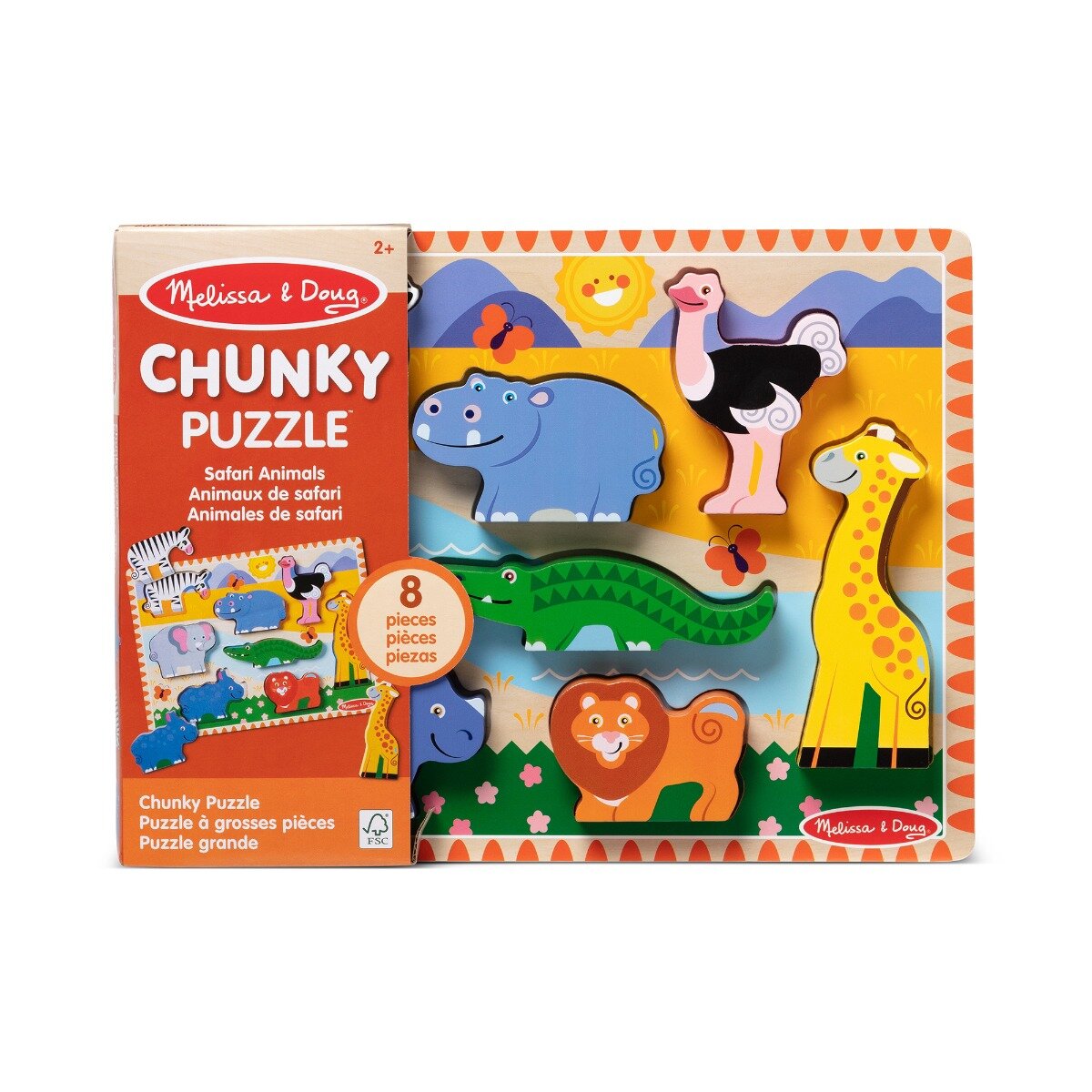 Melissa & Doug Puzzle din lemn Animale din Safari 8 piese