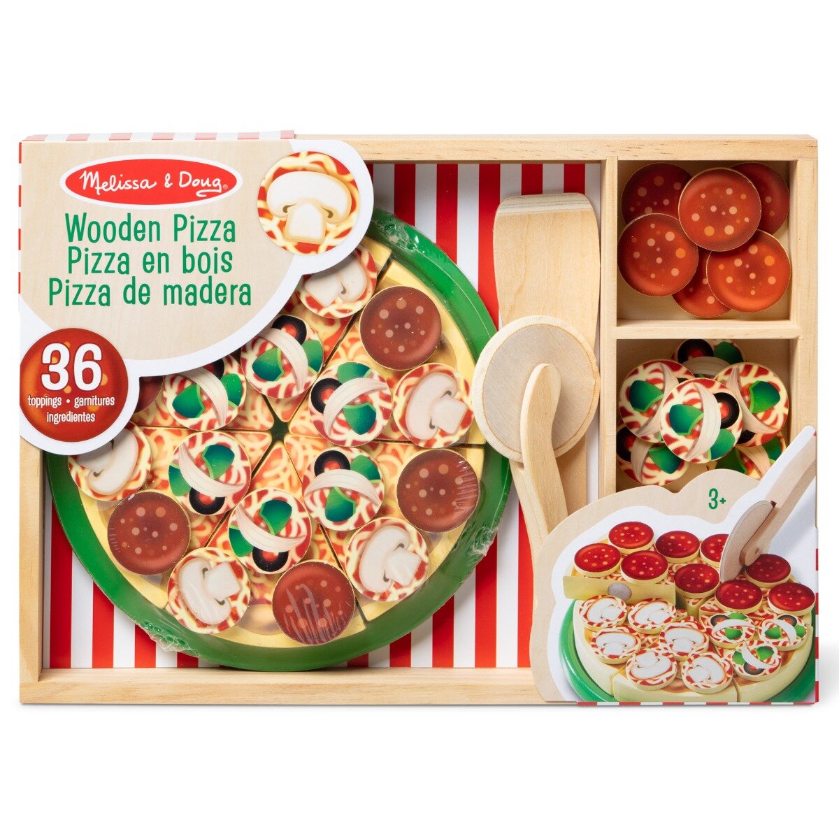 Melissa & Doug Set de joaca din lemn Petrecere cu Pizza 36 piese 6074863