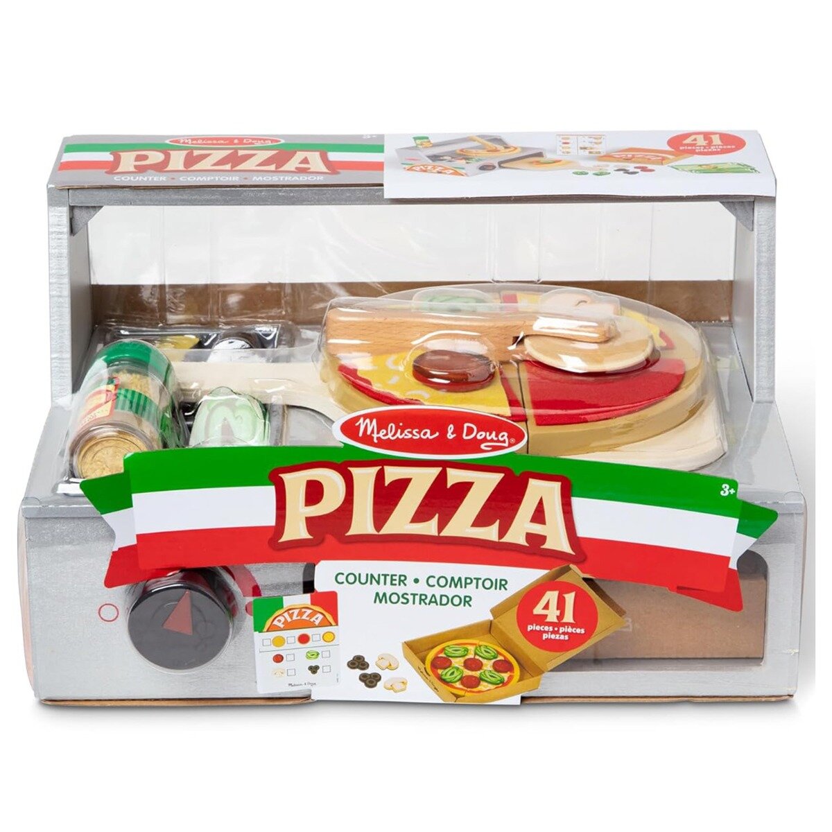 Melissa & Doug Set de joaca din lemn Standul de Pizza cu cuptor 41 piese 6074890