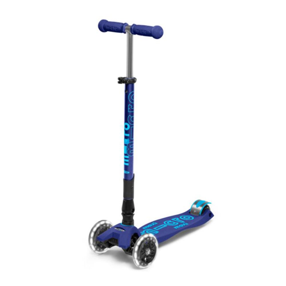 MICRO Trotineta pliabila cu 3 roti si lumini LED Maxi Deluxe Navy Blue