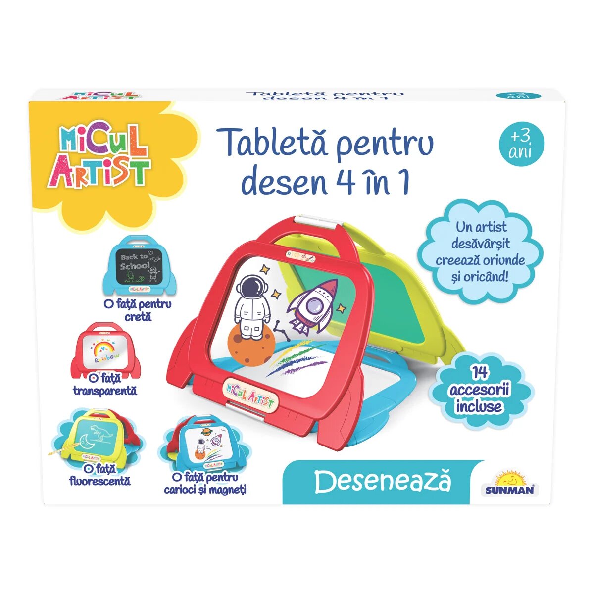 Micul Artist Tableta pentru desen 4 in 1 14 accesorii