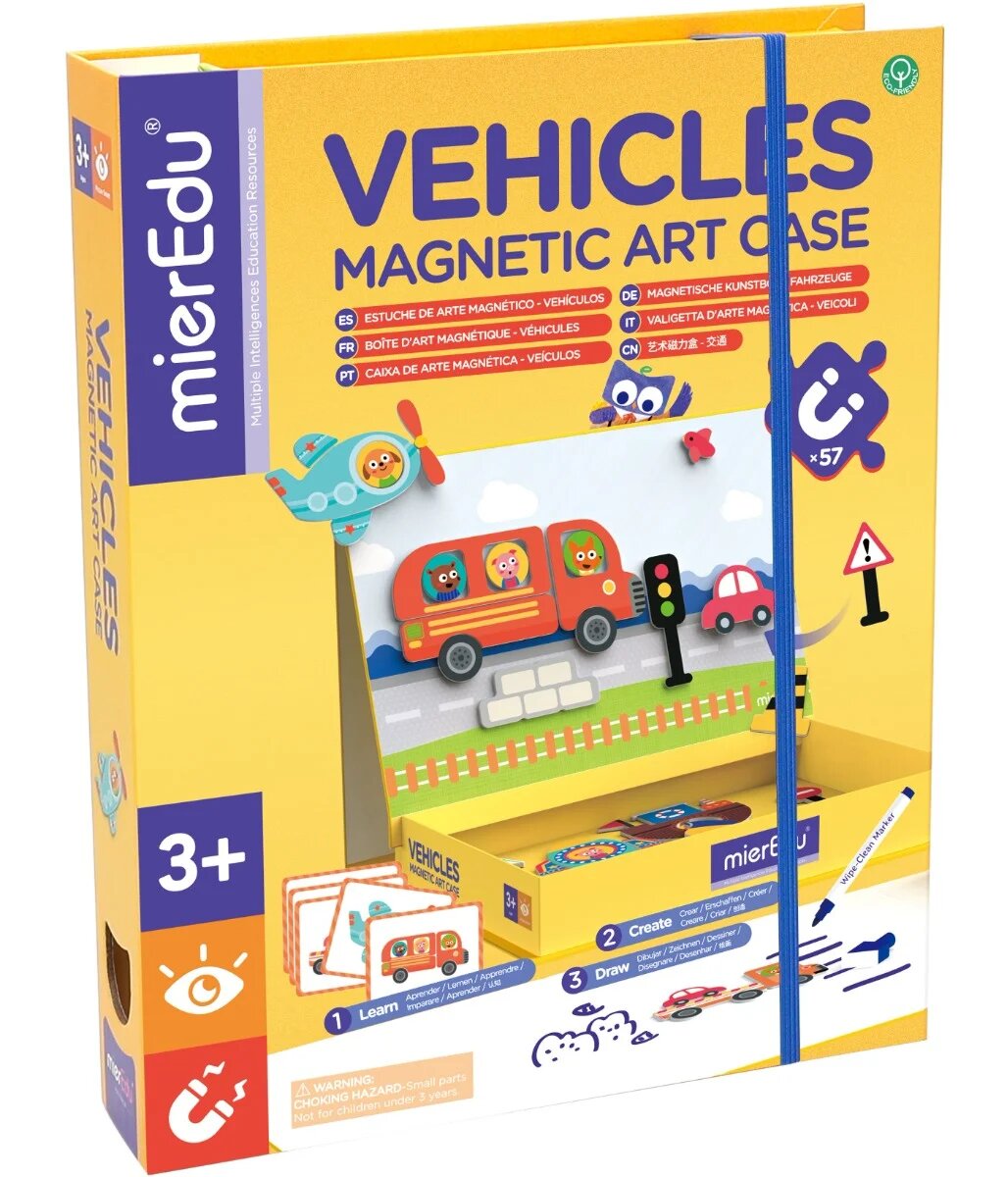 mierEdu Joc puzzle magnetic de arta si asociere Vehicule
