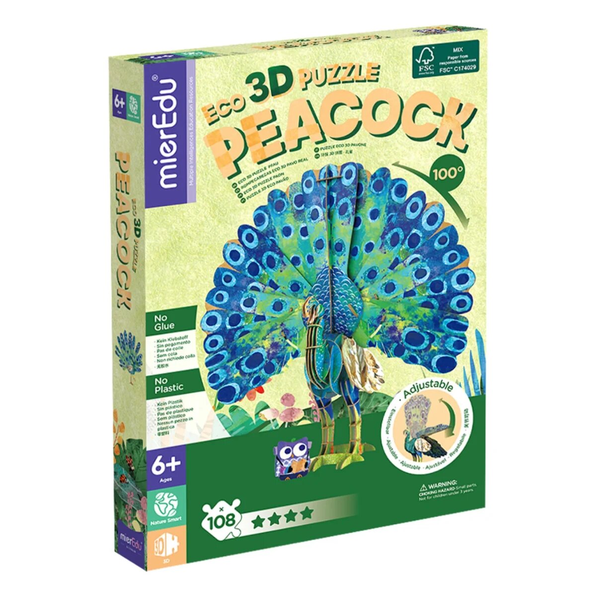 mierEdu Puzzle 3D eco Paun Deluxe 108 piese
