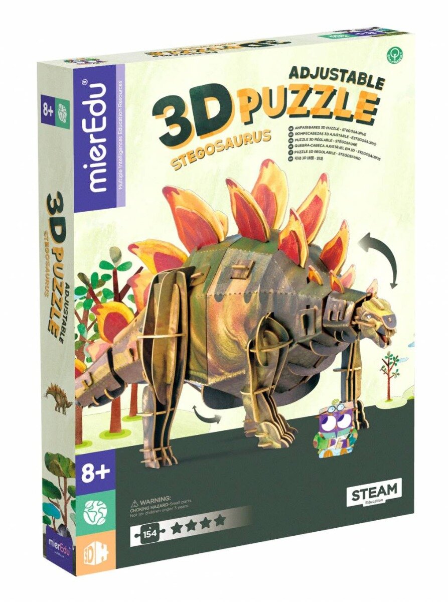 mierEdu Puzzle 3D reglabil Stegosaurus Deluxe 154 piese