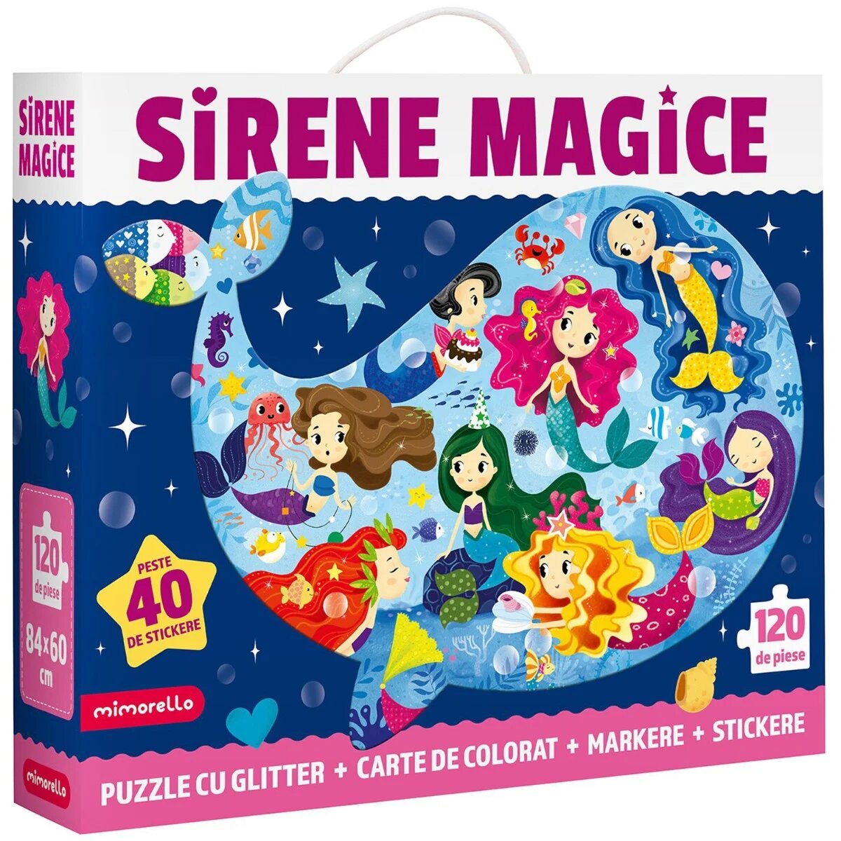 Mimorello Puzzle cu glitter Sirene Magice 120 piese