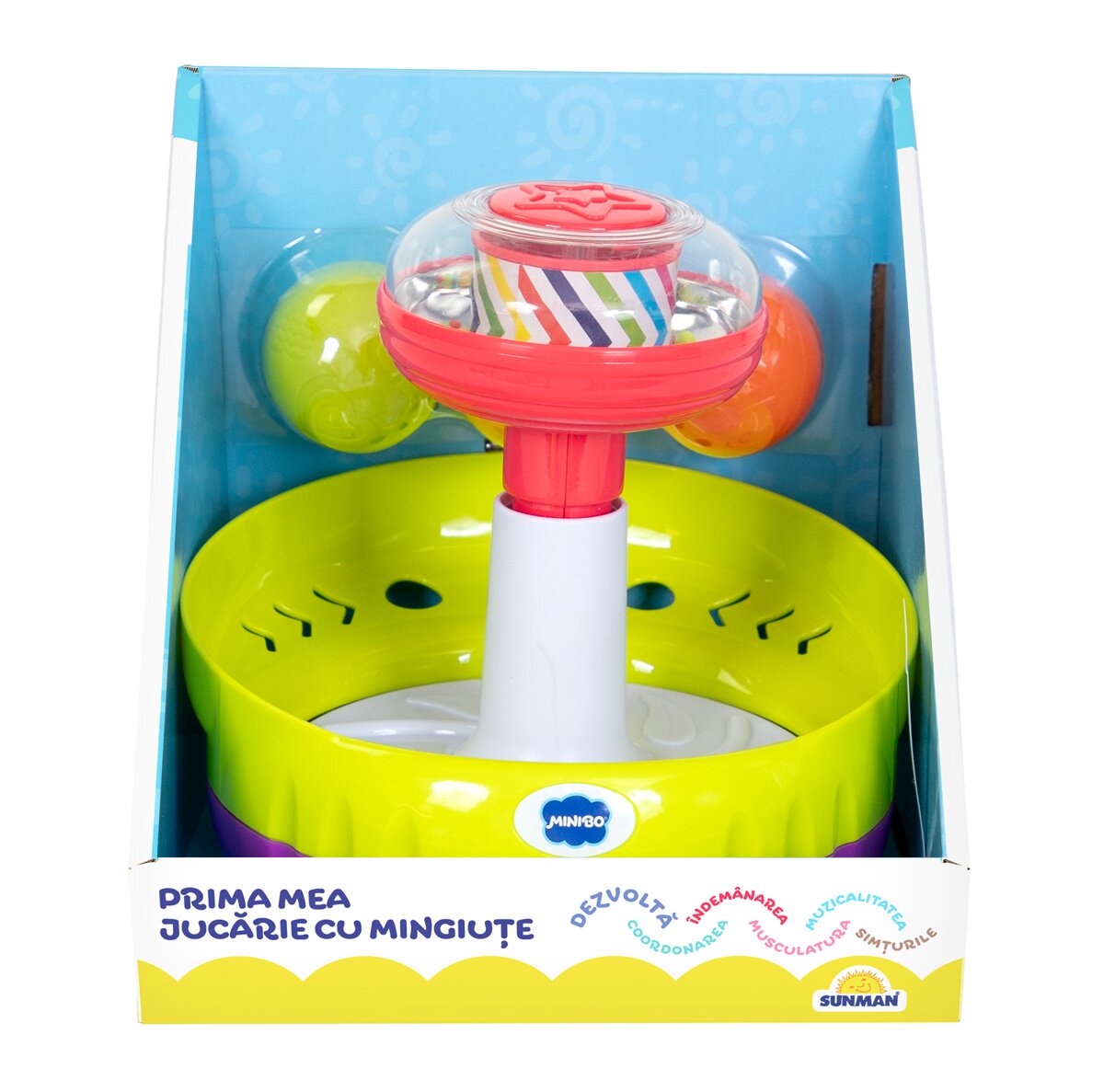 Minibo Jucarie interactiva cu mingiute My First Spin Top