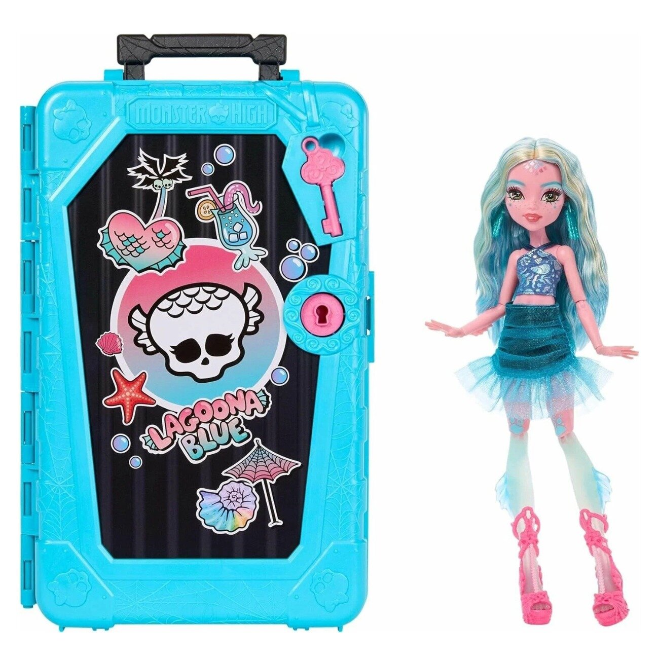 Monster High Papusa cu accesorii Skulltime Secrets Gore-Geous Oasis Lagoona Blue JDR51