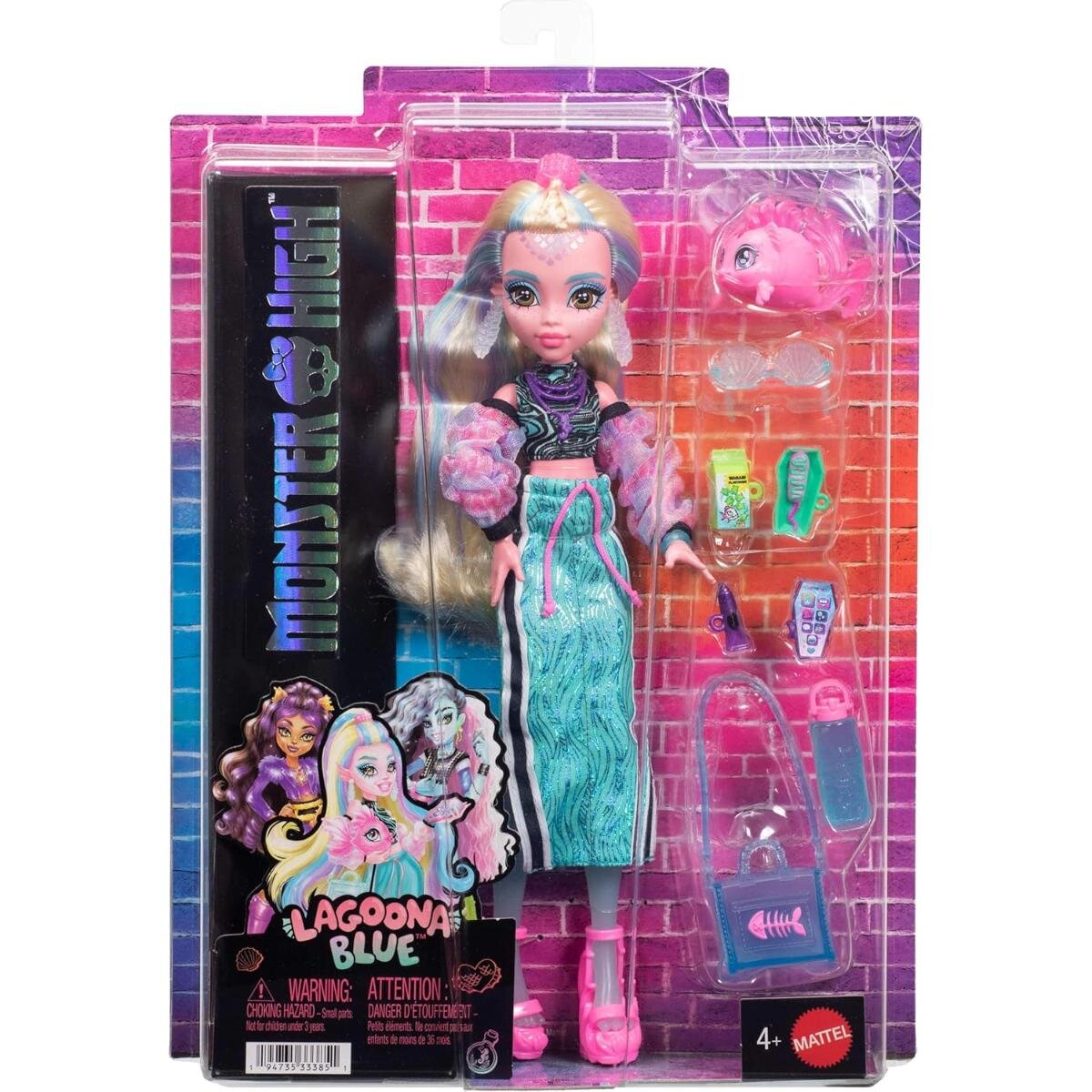 Monster High Papusa cu animal de companie Lagoona Blue si Neptuna JHK33