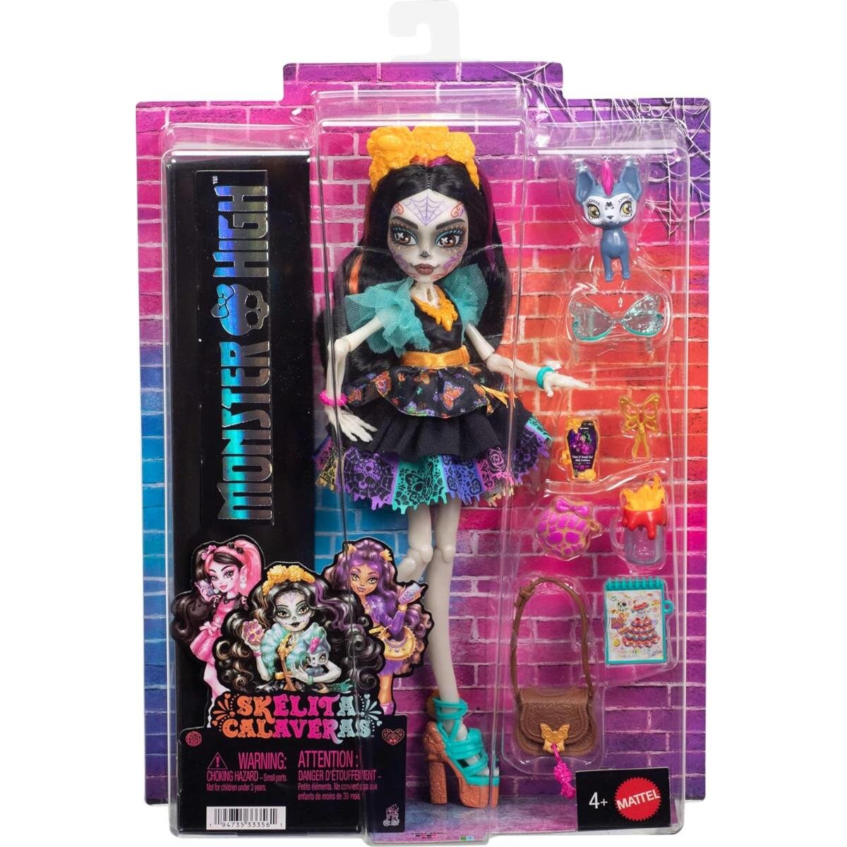 Monster High Papusa cu animal de companie Skelita Calaveras JHK34