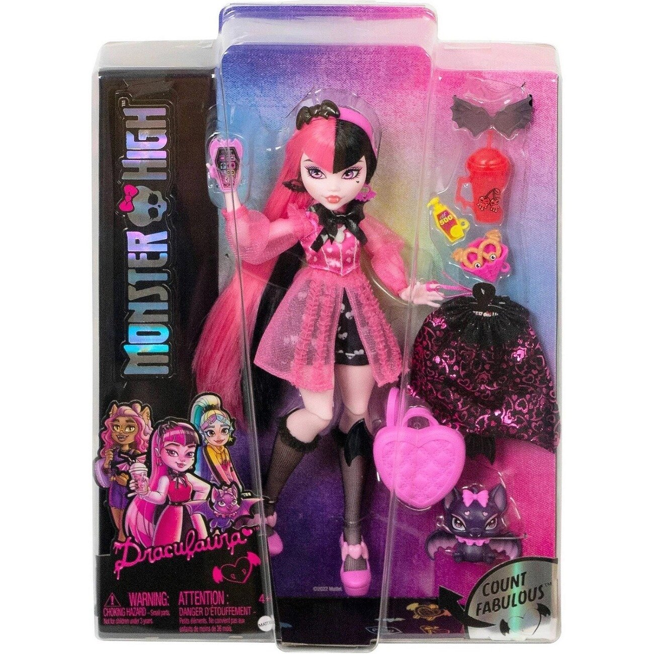 Monster High Papusa Draculaura cu animalut si accesorii HHK51