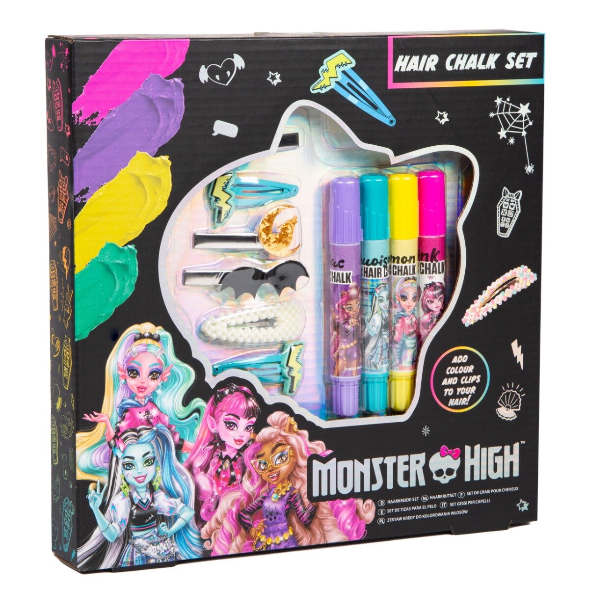 Monster High Set creta colorata si accesorii pentru par