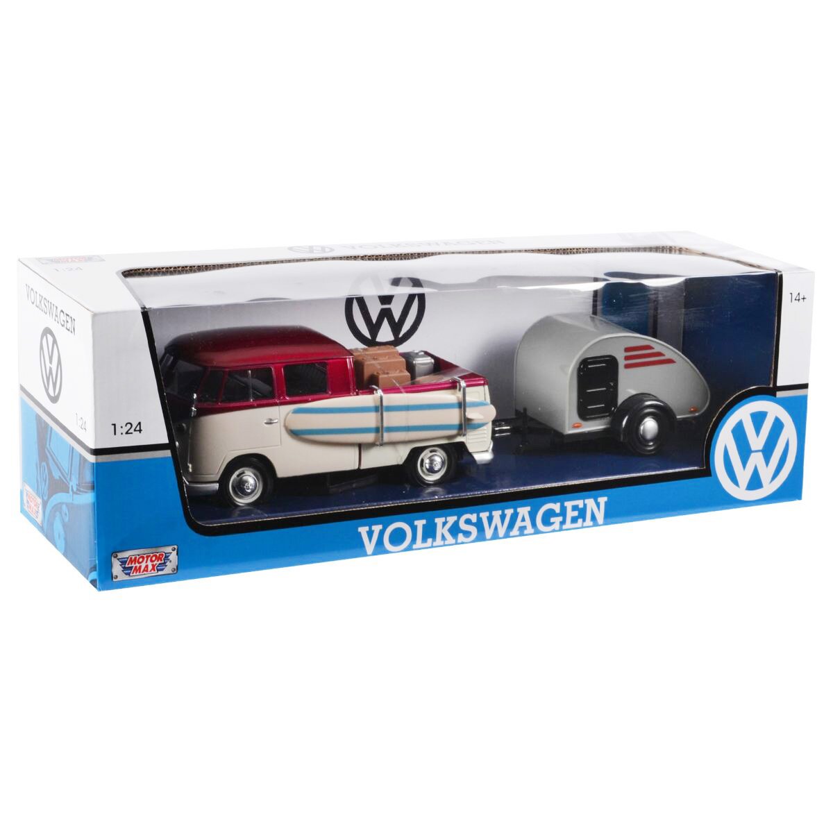 Motormax Camioneta cu remorca Volkswagen T1 Pickup Surf 1:24