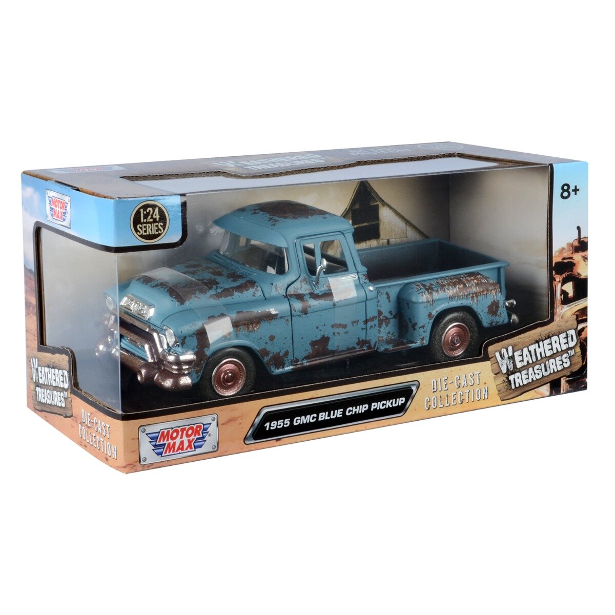 Motormax Masinuta metalica Weathered Treasures 1955 GMC Blue Chip Pickup 1:24