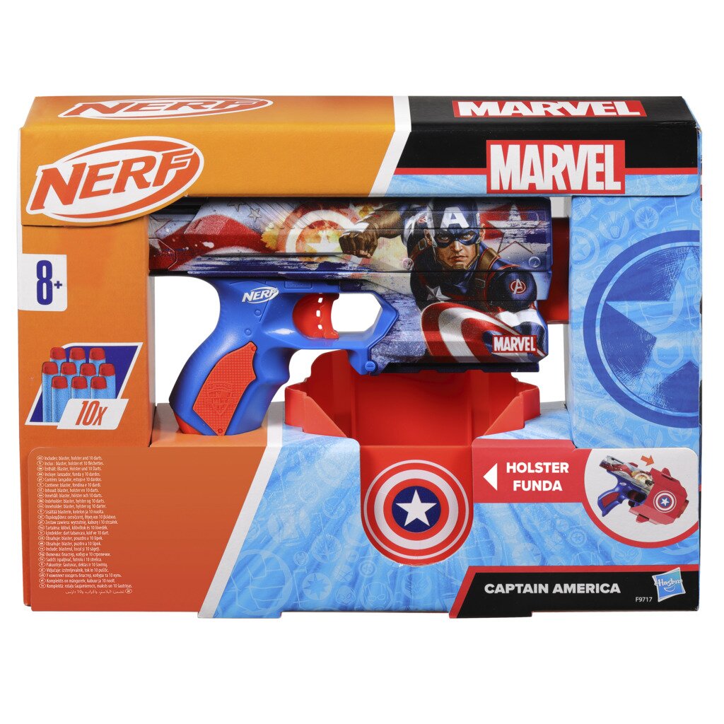 Nerf Blaster cu 10 sageti din spuma Captain America F9717