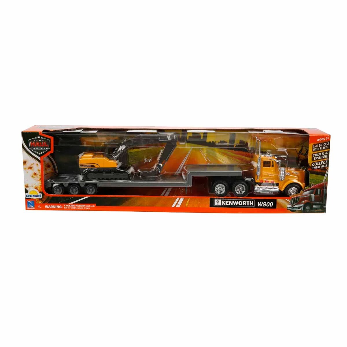 New Ray Camion transportator cu excavator Kenworth W900 1:43