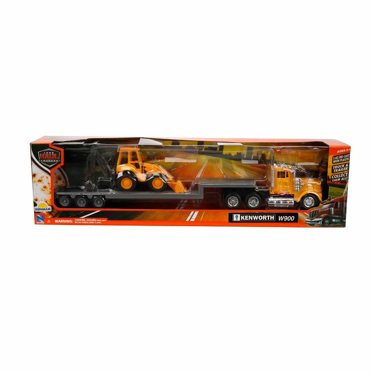 New Ray Camion transportator si buldoexcavator Kenworth 1:43
